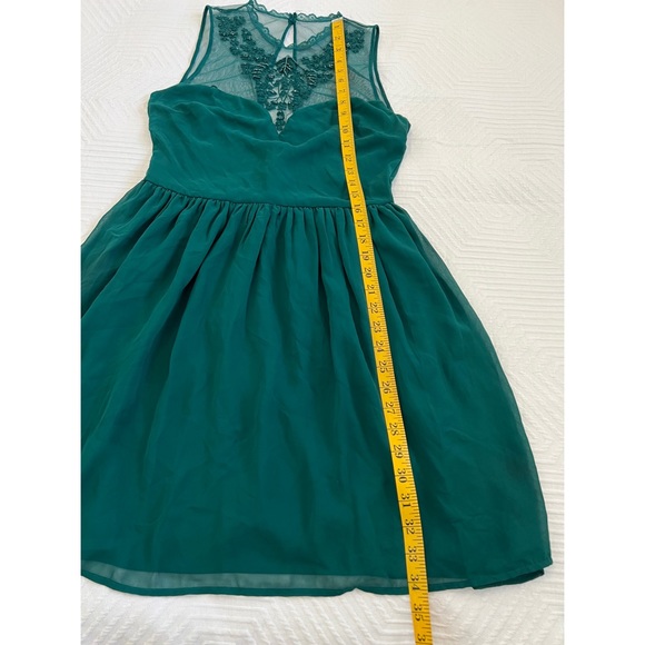 NWT - Zara - size medium - beaded and mesh sheer sleeveless dress - green - Picture 3 of 14